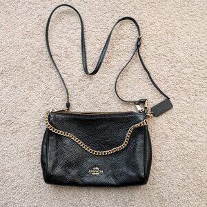 Coach Carrie Crossbody Bag in Black Pebble Leather